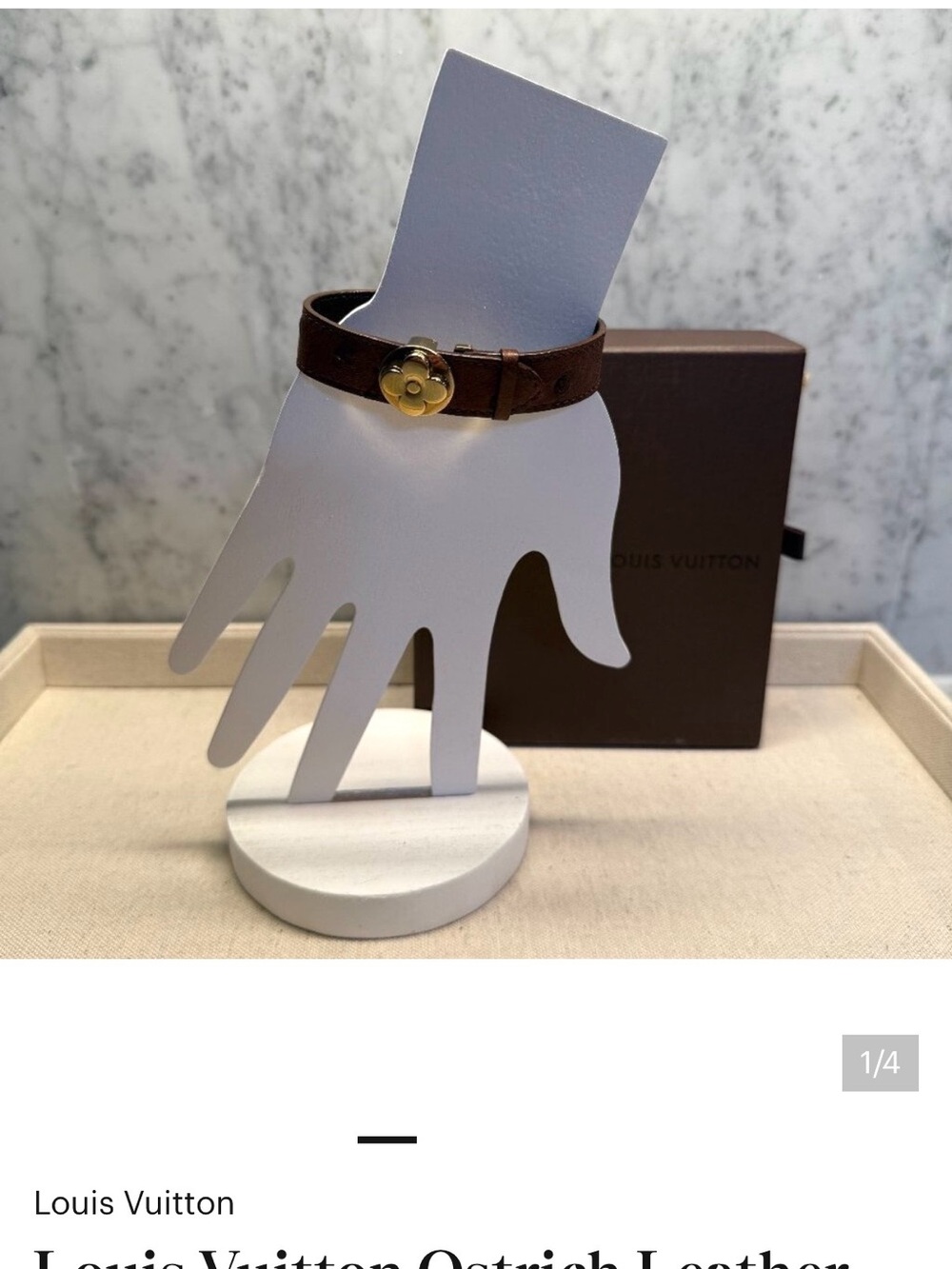 Louis Vuitton Ostrich Leather Dark Brown Bracelet with Stud Details